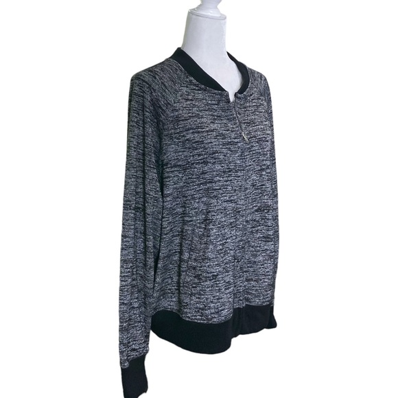 Gap Full-Zip Marled Black Gray Knit Bomber Jacket Women XL - Picture 3 of 7